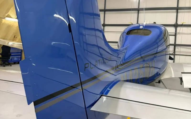 Clean aircraft tail and wing surfaces after exterior aircraft detailing in Houma, LA