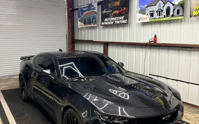 Black Camaro after a full interior and exterior car detail in Houma, LA