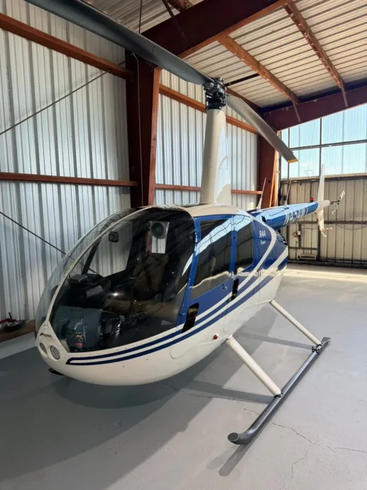 Helicopter in a hangar after detailing near Houma, LA
