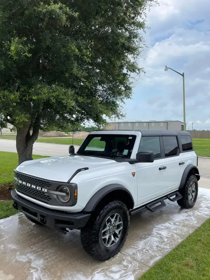 White Ford Bronco with car window tinting on the side windows and rear glass in Houma, LA