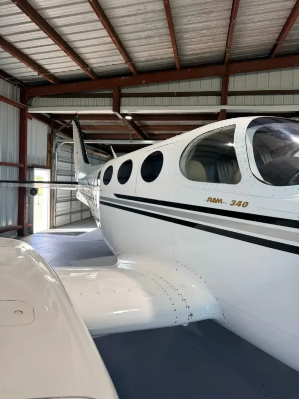 Private aircraft in a hangar after certified aircraft detailing in the bayou region near Houma, LA